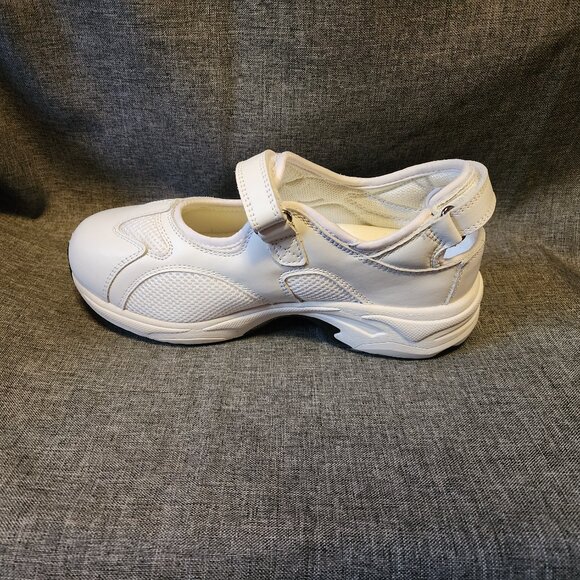Women's 8.5 XW Drew Flame White Leather Orthopedic Strap Mary Jane Shoes - Picture 5 of 9